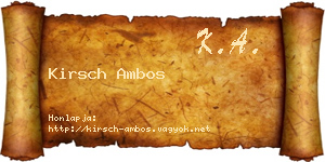 Kirsch Ambos névjegykártya